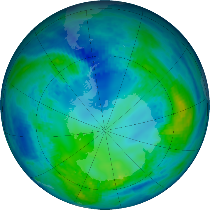 Antarctic ozone map for 04 May 2004